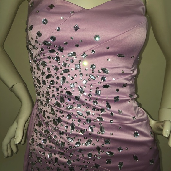 Y2K Jane Norman Pink Lilac Mauve Dress with Embellished Silver gems. XS - Picture 7 of 15